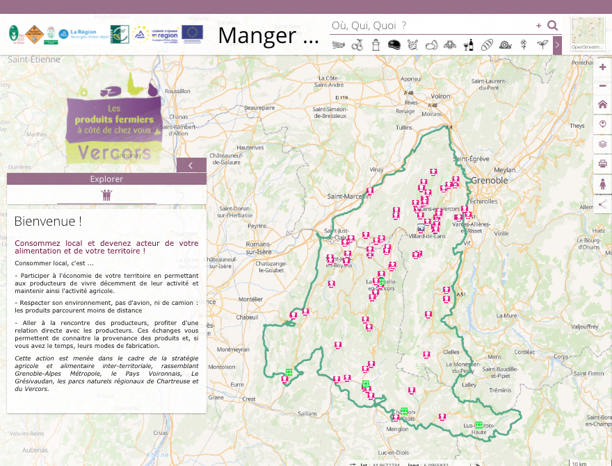 Géolocalisation des producteurs locaux