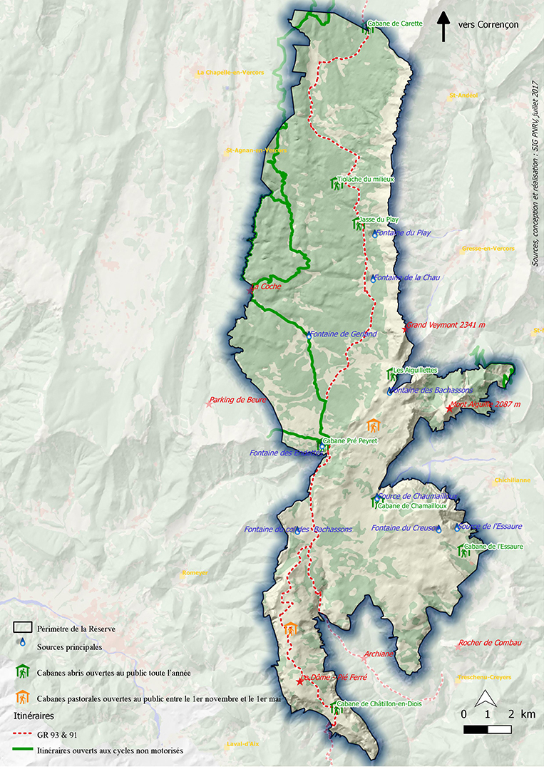 Périmètre de la Réserve naturelle nationale des Hauts-Plateaux du Vercors