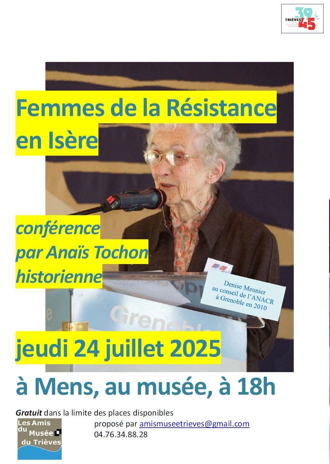 Conférence Femmes de la Résistance en Isère