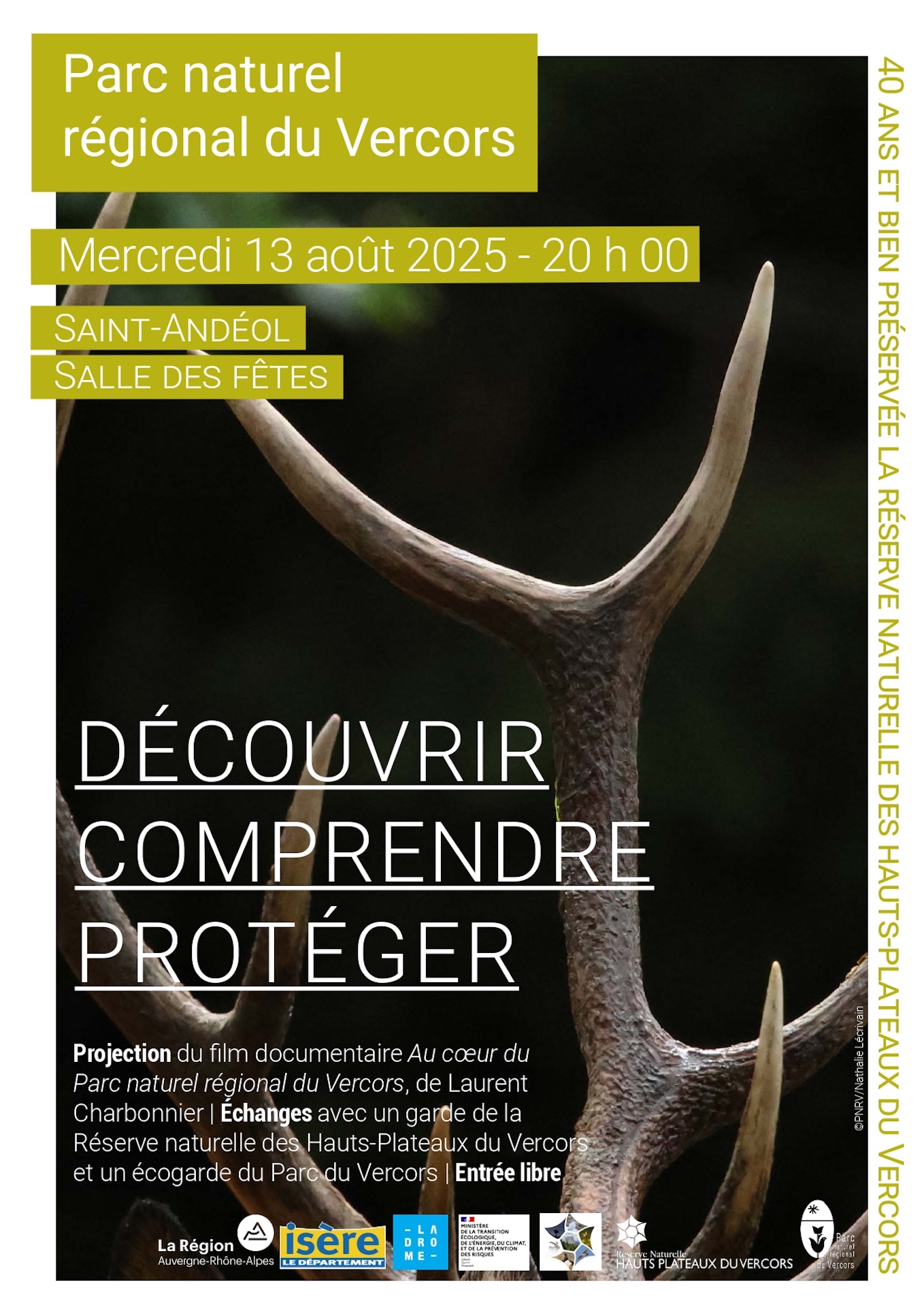Projection du film "Au coeur du Parc naturel régional du Vercors" suivi d'un échange avec le public